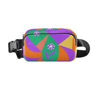 Marsupio colorato con forme geometriche viola fiori carino marsupio per donne uomini borsa sportiva multiuso a tracolla con cinturino regolabile per viaggi, shopping, corsa