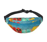 Marsupio colorato con infradito, motivo palla da spiaggia, per donne e uomini, con cinturino regolabile, marsupio per viaggi, corsa, escursionismo, Multicolore, Taglia unica, Zaini Sling