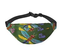 Marsupio colorato con libellula per uomo e donna, alla moda, borsa a tracolla con tracolla regolabile, impermeabile, per viaggi, escursionismo, sport, nero, taglia unica, Nero , Taglia unica