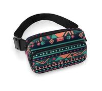 Marsupio colorato con motivo azteco per donne e uomini, borsa casual regolabile per viaggi, sport, escursionismo, bianco, 20 x 13 cm, Bianco, 7.9x5.1inches