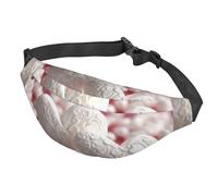 Marsupio colorato con motivo floreale per donne e uomini, impermeabile, con cintura regolabile, borsa a tracolla casual da viaggio, per sport, corsa, ciclismo, Amore Cuori Bian, Taglia unica