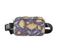 Marsupio colorato con motivo floreale viola alla moda per donne e uomini, mini borsa a tracolla essenziale da viaggio con cinturino regolabile per viaggi, palestra, lavoro, Motivo floreale colorato