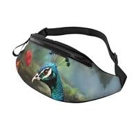Marsupio colorato con pavone per uomo e donna, impermeabile, sportivo, alla moda, borsa a tracolla con cinturino regolabile, grande borsa a tracolla per viaggi ed escursioni