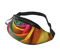 Marsupio colorato con rosa per uomo e donna, impermeabile, sportivo, alla moda, borsa a tracolla con cinturino regolabile, grande borsa a tracolla per viaggi ed escursioni