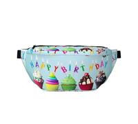 Marsupio colorato con scritta "Happy Birthday", borsa a tracolla regolabile per uomini e donne, corsa, escursionismo, arrampicata, palestra, cyclette, ecc., Nero , Taglia unica