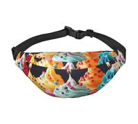 Marsupio colorato con scritta "Happy Birthday", per uomo e donna, alla moda, con tracolla regolabile, impermeabile, per viaggi, escursionismo, sport, Nero , Taglia unica