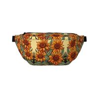 Marsupio colorato con stampa di note musicali alla moda - Borsa a tracolla con tasche con cerniera, grande capacità, Primavera Girasoli Retro Fiori, One Size
