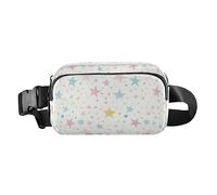 Marsupio colorato con stelle dei cartoni animati, alla moda, per donne e uomini, impermeabile, con cinghia regolabile, per shopping, sport, lavoro, Stelle colorate dei cartoni, 1 size