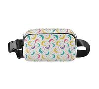 Marsupio colorato con stelle lunari alla moda per donne e uomini, mini marsupio con cinghia regolabile per viaggi, shopping, corsa, Luna colorata stelle, 1 size
