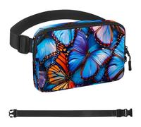 Marsupio colorato e luminoso Morpho Butterflies per donne e uomini, borsa a tracolla con tasche con cerniera, marsupio impermeabile con cinturino regolabile per allenamento, corsa, viaggi,