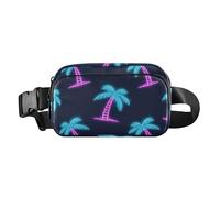 Marsupio colorato fluorescente neon spiaggia alberi di cocco moda marsupio per donne uomini adolescenti resistente all'acqua cintura toracica marsupio con cinghia regolabile per viaggi vacanze corsa