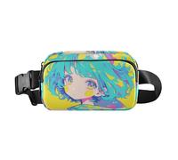 Marsupio colorato giallo vivace anime alla moda per donne uomini adolescenti piccolo marsupio con cinghia regolabile per viaggi, shopping, corsa