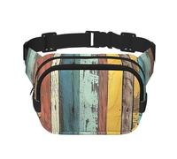 Marsupio colorato rustico in legno a doppio strato, stile vintage, per uomini e donne, regolabile, per viaggi, escursionismo, corsa, ciclismo, festival