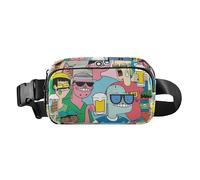 Marsupio colorato Strange Friends carino per donne e uomini resistente all'acqua borsa a tracolla antifurto con cinghia regolabile per shopping sport lavoro, Amici strani colorati, 1 size
