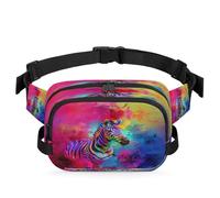 Marsupio colorato zebrato multifunzione per viaggi, sport, corsa, marsupio, borsa da cintura per donne, uomini, bambini, ragazze e ragazzi, Colore, XL, Organizer per borse