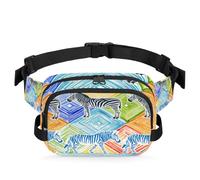 Marsupio colorato zebrato per donne, uomini, ragazze, ragazzi, bambini, per corsa, sport, escursionismo, borsellino da cintura, Colore, XL, Organizer per borse