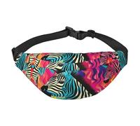 Marsupio colorato zebrato per uomo e donna, alla moda, borsa a tracolla con tracolla regolabile, impermeabile, per viaggi, escursionismo, sport, nero, taglia unica, Nero , Taglia unica