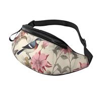 Marsupio con alberi di bambù giapponesi e sole, per sport all'aria aperta e casual, regolabile, unisex, per escursionismo/corsa/ciclismo, Fiori Uccello Vintage, Taglia unica
