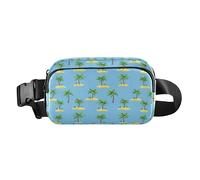 Marsupio con alberi tropicali, borsa a tracolla da donna, con cinghia regolabile ovunque, marsupio per allenamento e corsa, blu
