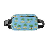 Marsupio con alberi tropicali in blu Marsupio a tracolla da donna con cinghia regolabile ovunque Marsupio per allenamento corsa