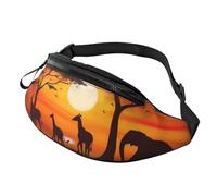 Marsupio con animali africani al tramonto, grande marsupio alla moda per donne e uomini, tasche sicure con cerniera regolabile, per viaggi, feste, sport, corsa, escursionismo, uso quotidiano, 3D