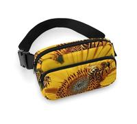 Marsupio con api girasole per donne e uomini, marsupio regolabile casual per viaggi, sport, escursionismo, bianco, 20 x 13 cm, Bianco, 7.9x5.1inches