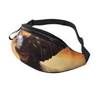 Marsupio con aquila che vola al tramonto, per uomo e donna, alla moda, regolabile, borsa a tracolla ovunque