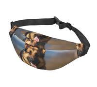 Marsupio con arco a Maiorca in Spagna Marsupio per donne e uomini, impermeabile, con cintura regolabile, borsa a tracolla casual, da viaggio, per sport, corsa, ciclismo, Cane da pastore tedesco in