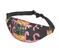 Marsupio con arco a Maiorca in Spagna Marsupio per donne e uomini, impermeabile, con cintura regolabile, borsa a tracolla casual, da viaggio, per sport, corsa, ciclismo, Fenicotteri di ananas, Taglia