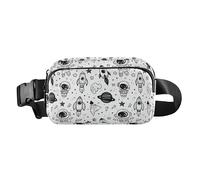 Marsupio con astronauti lunari e stelle, nero, alla moda, per uomo e donna, impermeabile, con cinghia regolabile, per ciclismo, escursionismo, palestra, astronauti, luna, stelle, nero, 1 size