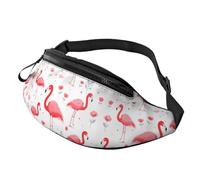 Marsupio con bandiera a scacchi nero e bianco, per uomo e donna, alla moda, regolabile, per viaggi, sport, passeggiate, Motivo fenicottero rosa., Taglia unica