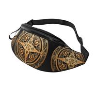 Marsupio con bandiera a scacchi nero e bianco, per uomo e donna, alla moda, regolabile, per viaggi, sport, passeggiate, Bussola di Rune Norse Design Magico, Taglia unica