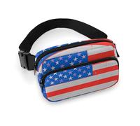 Marsupio con bandiera americana a righe e stelle per donne e uomini, borsa casual regolabile per viaggi, sport, escursionismo, bianco, 20 x 13 cm, Bianco, 7.9x5.1inches