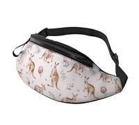 Marsupio con bandiera del Canada per sport all'aria aperta e marsupio casual, unisex, regolabile, per escursionismo/corsa/ciclismo, Funny Cartoon Kangaroo Zoo, Taglia unica