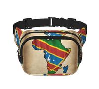 Marsupio con bandiera del Congo con stampa rughe Carino Grande Nero Fanny Pack per le donne Cross Body Marsupio Nylon Fashion Fanny Pack, nero, Taglia unica