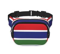 Marsupio con bandiera del Gambia, quadrato, a doppio strato, con cinghia regolabile, per attività all'aperto, nero, taglia unica, Nero , Taglia unica