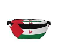 Marsupio con bandiera del Sahara occidentale - Borsa a tracolla versatile per uomini e donne con tasche con cerniera, ideale per viaggi, corsa, nero, taglia unica