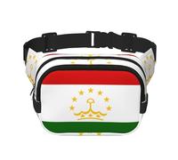 Marsupio con bandiera del Tagikistan quadrato a doppio strato con cinghia regolabile per attività all'aperto, nero, taglia unica, Nero , Taglia unica