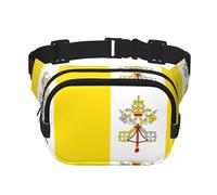 Marsupio con bandiera del Vaticano, unisex, regolabile, quadrato, doppio strato, per attività all'aperto, viaggi, corsa, escursionismo, Nero , Taglia unica