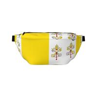 Marsupio con bandiera del Vaticano, versatile, per uomini e donne, con tasche con cerniera, ideale per viaggi, corsa, colore nero, taglia unica