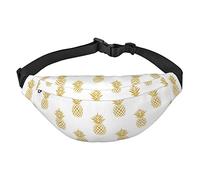 Marsupio con bandiera della Germania da viaggio, da corsa, grande, alla moda, carino, per sport all'aria aperta, Sfondo D'ananas Oro, Taglia unica