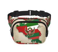 Marsupio con bandiera della Repubblica Cecena map01 stampa Carino Grande Nero Fanny Pack per le donne Cross Body Marsupio Nylon Fashion Fanny Pack, nero, Taglia unica