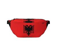 Marsupio con bandiera dell'Albania, versatile, per uomini e donne, con tasche con cerniera, ideale per viaggi, corsa, colore nero, taglia unica