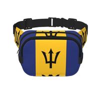 Marsupio con bandiera delle Barbados quadrato a doppio strato con cinghia regolabile per attività all'aperto, nero, taglia unica, Nero , Taglia unica