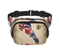 Marsupio con bandiera delle Isole Cayman map01 stampa Carino Grande Nero Fanny Pack per le donne Cross Body Marsupio Nylon Fashion Fanny Pack, nero, Taglia unica