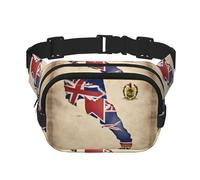 Marsupio con bandiera delle Isole Cayman map01 stampa Carino Grande Nero Fanny Pack per le donne Cross Body Marsupio Nylon Fashion Fanny Pack, nero, Taglia unica