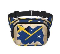 Marsupio con bandiera delle Isole Salomone map01 stampa Carino Grande Nero Fanny Pack per le donne Cross Body Marsupio Nylon Fashion Fanny Pack, nero, Taglia unica