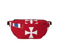 Marsupio con bandiera delle Isole Wallis e Futuna, borsa a tracolla versatile per uomini e donne con tasche con cerniera, ideale per viaggi, corsa, colore nero, taglia unica