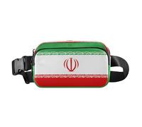 Marsupio con bandiera dell'Iran verde rosso alla moda per donne uomini adolescenti borsa a tracolla impermeabile per passaporto con tracolla regolabile per viaggi, shopping, corsa
