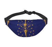 Marsupio con bandiera dello stato dell'Indiana, impermeabile, marsupio da corsa da donna con opzioni di usura versatili, comodo foro per cuffie, ideale per viaggi e allenamento, Come nella foto,